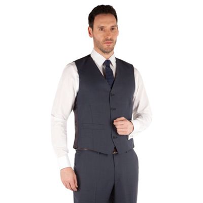 J by Jasper Conran Blue plain 4 button front tailored fit occasions suit waistcoat